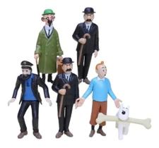 Set com 6 Bonecos As Aventuras De Tintim Com O Cãozinho Milú - Generic Tintin