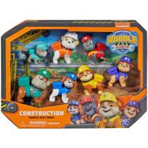 Set construcao com 7 figuras patrulha canina rubble e crew sunny