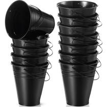 Set de 12 Cubos Sadnyy de Metal Galvanizado 11x13x7 cm en Negro