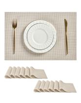 Set de 12 individuales Leetaltree beige y blanco resistentes al calor Set de 12 individuales Leetaltree beige y blanco resistentes al calor
