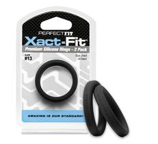 Set de 2 anillos para pene Perfect Fit Xact-Fit de silicona, talla 13