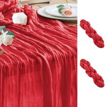Set de 2 Caminos de Mesa Wokceer 89x305 cm de Gasa Roja