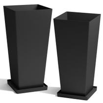 Set de 2 Macetas Worth Garden de 71 cm de Alto, Plástico Negro