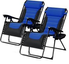 Set de 2 Sillas de Gravedad Cero Acolchonadas Nestl para Exteriores en Negro/Azul