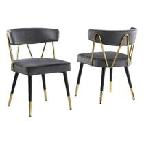 Set de 2 Sillas Meyer de Terciopelo Gris con Detalles Dorados de Master Furniture Set de 2 Sillas Meyer de Terciopelo Gris con Detalles Dorados de Master Furniture