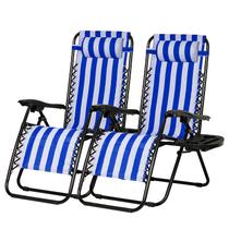 Set de 2 Sillas Reclinables Relax para Patio Nazhura con Malla de Acero
