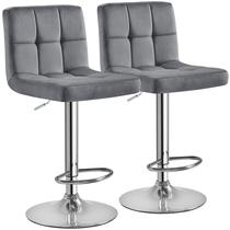 Set de 2 Taburetes de Bar Ajustables Yaheetech de Terciopelo con Giratorio