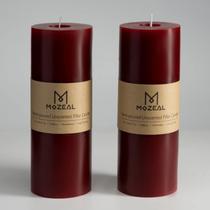 Set de 2 Velas de Pilar MOZEAL Alta Rojo Oscuro Sin Aroma 3x8