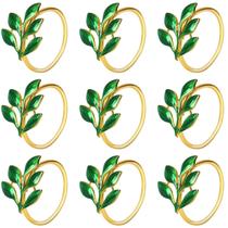 Set de 20 Anillos para Servilletas Metálicos en Forma de Hoja Verde 4.3 cm