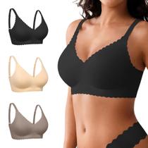 Set de 3 Brasieres Inalámbricos DEANGELMON con Aros y Almohadillas para Mayor Comodidad Set de 3 Brasieres Inalámbricos DEANGELMON con Aros y Almohadillas para Mayor Comodidad