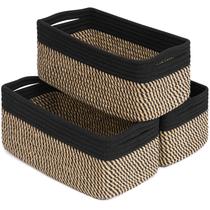 Set de 3 Canastas de Almacenaje Goodpick de Yute Negro 33 x 20 x 13 cm Set de 3 Canastas de Almacenaje Goodpick de Yute Negro 33 x 20 x 13 cm