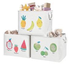 Set de 3 Canastas para Almacenaje de Juguetes DECOMOMO con Estampado de Frutas, 42L Set de 3 Canastas para Almacenaje de Juguetes DECOMOMO con Estampado de Frutas, 42L