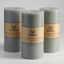 Set de 3 Velas Cilíndricas MOZEAL Sin Aroma, Vertidas a Mano, Grises 3x6
