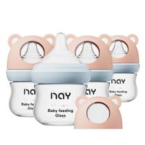 Set de 4 Biberones de Vidrio Yanyoyo 90 ml Anticólicos con Flujo Lento