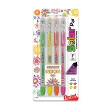 Set de 4 bolígrafos de gel Pentel Solar Pop Neon de trazo fino 0.6 mm