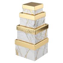 Set de 4 Cajas de Regalo Cuadradas Blancas Briful en Tamaños Surtidos
