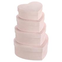 Set de 4 Cajas de Regalo GnFlus en Forma de Corazón de Terciopelo Rosa Claro