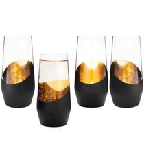Set de 4 Copas para Champagne Sin Tallo 325ml Negro y Dorado