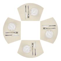 Set de 4 individuales de vinilo SHACOS en forma de cuña beige y blanco