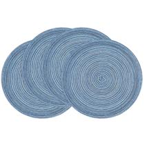 Set de 4 Posavasos Redondos Trenzados SHACOS Azul Gris 38 cm