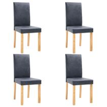 Set de 4 sillas de comedor vidaXL en imitación ante gris elegante Set de 4 sillas de comedor vidaXL en imitación ante gris elegante