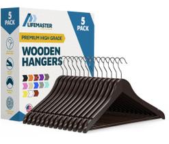 Set de 5 Perchas de Madera Lifemaster con Gancho Giratorio 360 Set de 5 Perchas de Madera Lifemaster con Gancho Giratorio 360