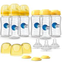 Set de 6 Biberones de Vidrio Anticólico Blue Gannet Azul de 240 ml