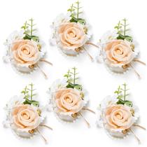 Set de 6 Corsajes de Muñeca de Rosa Champagne Serwalin para Boda y Promoción