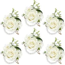 Set de 6 Corsajes para Muñeca con Rosa Marfil Serwalin para Boda Set de 6 Corsajes para Muñeca con Rosa Marfil Serwalin para Boda