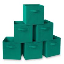 Set de 6 Cubos de Almacenamiento de Tela Plegables Casafield en Color Verde Azulado
