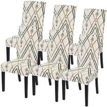 Set de 6 Fundas para Sillas de Comedor SearchI en Rayas Beige-Verde