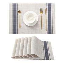 Set de 6 Individuales para Mesa Leetaltree Caqui-Azul Resistentes al Calor en PVC