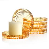 Set de 6 Portavelas de Vidrio tipo Pilar Kanpura de 10 cm en color amarillo