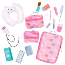 Set de Accesorios Our Generation con Maleta Estampada de Gatitos para Muñecas de 18"