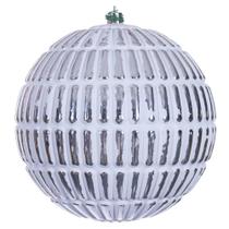 Set de Adornos Vickerman 15 cm Líneas Plateadas con Brocha Blanca x4