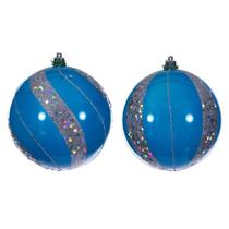 Set de Adornos Vickerman 4" Bola Turquesa con Perlas y Lentejuelas x6