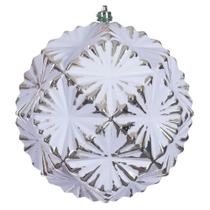 Set de Adornos Vickerman 6" Champagne Grabado Prisma con Brocha Blanca