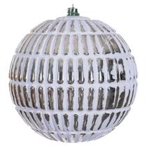 Set de Adornos Vickerman 6" Líneas Grabadas Champagne con Pincel Blanco