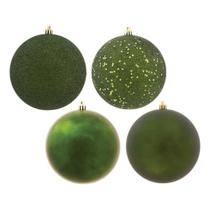 Set de Adornos Vickerman 8" Bola Verde Musgo con 4 Acabados y 4 Adornos