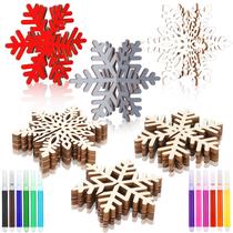Set de Artesanía Navideña Blosssound con 36 Copos de Nieve de Madera y 12 Marcadores