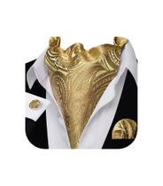 Set de Ascot Barry.Wang en Seda Dorada con Pañuelo de Bolsillo Set de Ascot Barry.Wang en Seda Dorada con Pañuelo de Bolsillo