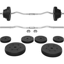 Set de Barra con Pesas Yaheetech Curl Bar 20 kg con Pesas y Abrazaderas