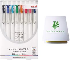 Set de Bolígrafos de Gel Uni-Ball One 0.38 mm 8 Colores con Notas Adhesivas