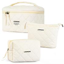 Set de Bolsas Cosméticas Lodmemo 3 PCS de Algodón Acolchado Beige Set de Bolsas Cosméticas Lodmemo 3 PCS de Algodón Acolchado Beige