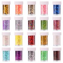 Set de Brillantina LICOOL 20 Colores Mezcla de Brillantina Gruesa y Fina Set de Brillantina LICOOL 20 Colores Mezcla de Brillantina Gruesa y Fina