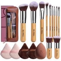 Set de Brochas de Maquillaje BS-MALL 11 Piezas Kabuki Sintéticas de Bambú con Bolsa