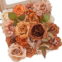 Set de Caja Combo de Flores Artificiales Serwalin Dahlia Naranja