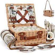 Set de Canasta de Picnic SatisInside Leaf 40x30x18 cm para 4 Personas con Aislante