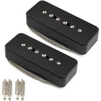 Set de Captadores Fleor P90 Alnico 5 Preto Vintage Braço e Ponte