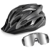 Set de Casco para Bicicleta y Gafas de Sol Odoland para Adultos en Negro Carbón